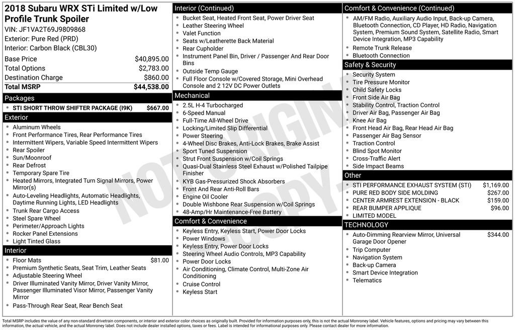 Used 2018 Subaru WRX STI Limited image 29