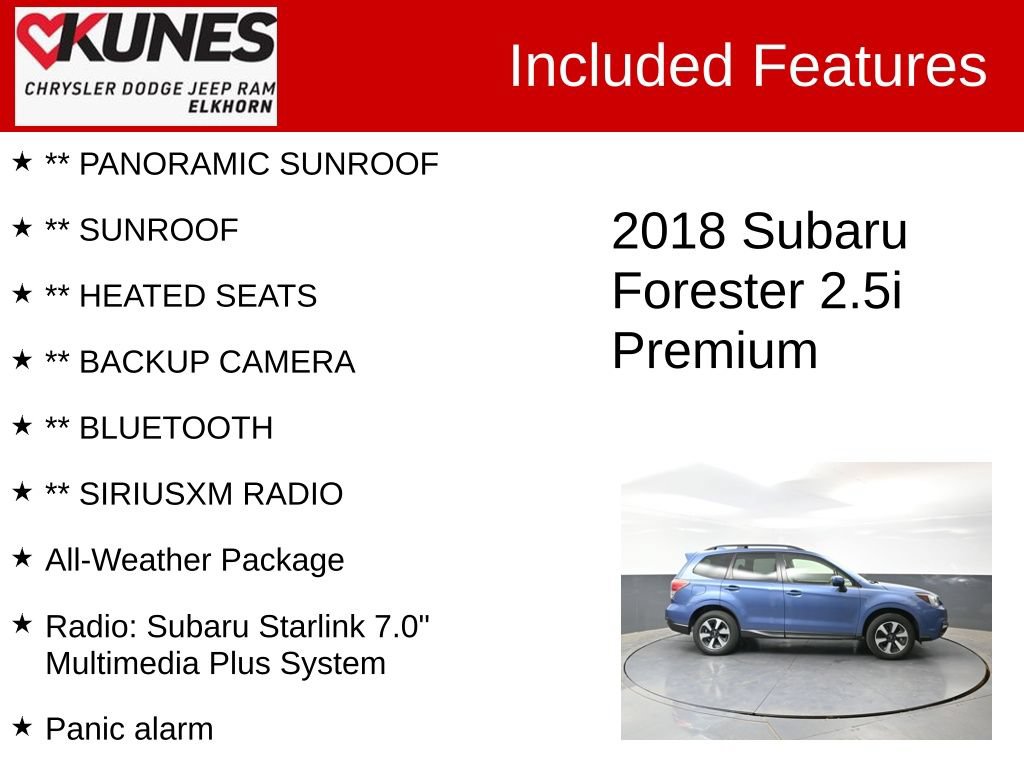 Used 2018 Subaru Forester 2.5i Premium w/ All-Weather Package AWD/4WD image 2