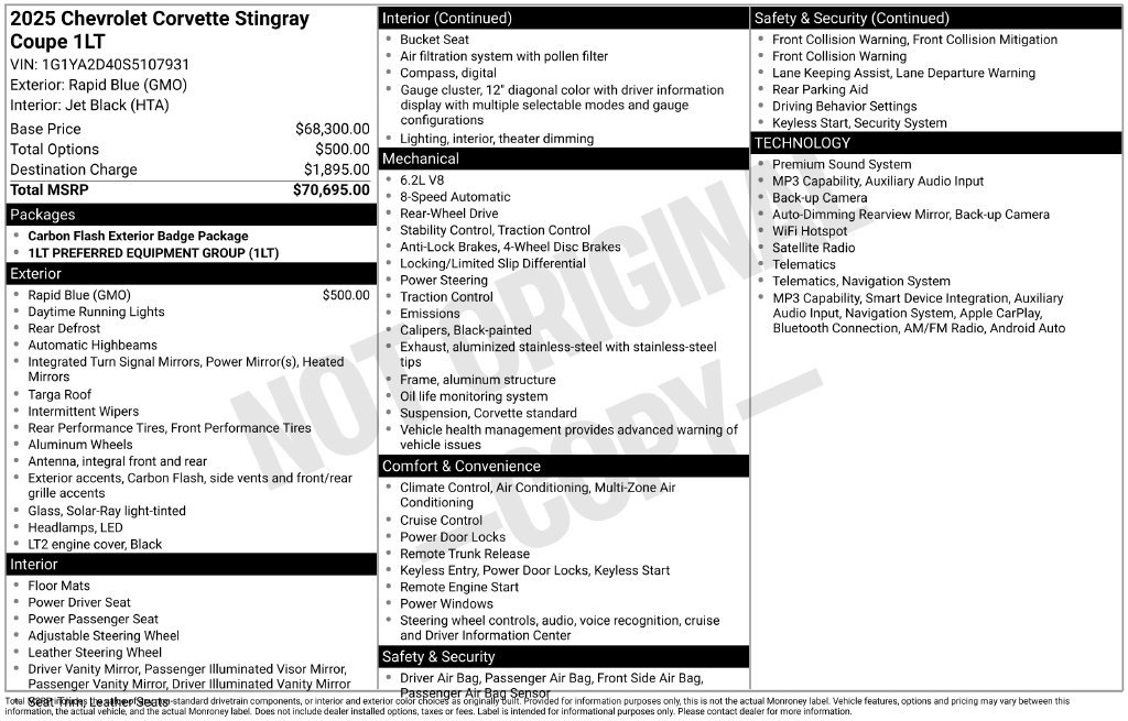 Used 2025 Chevrolet Corvette Stingray Coupe w/ 1LT RWD image 37
