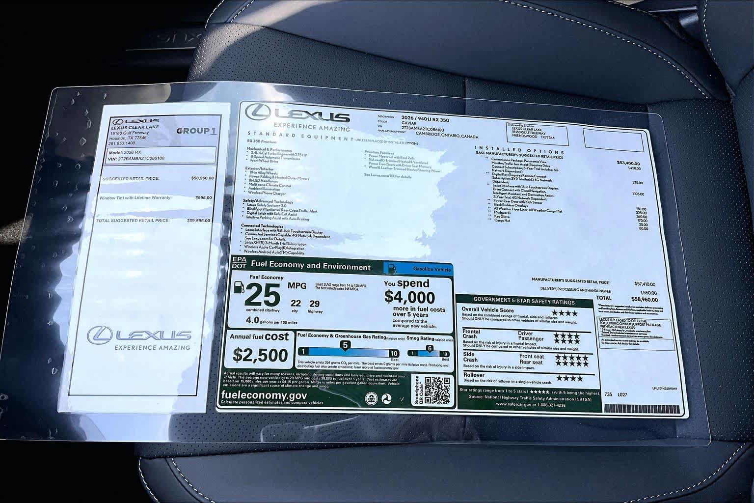 New 2026 Lexus RX 350 Premium w/ Convenience Package FWD image 21