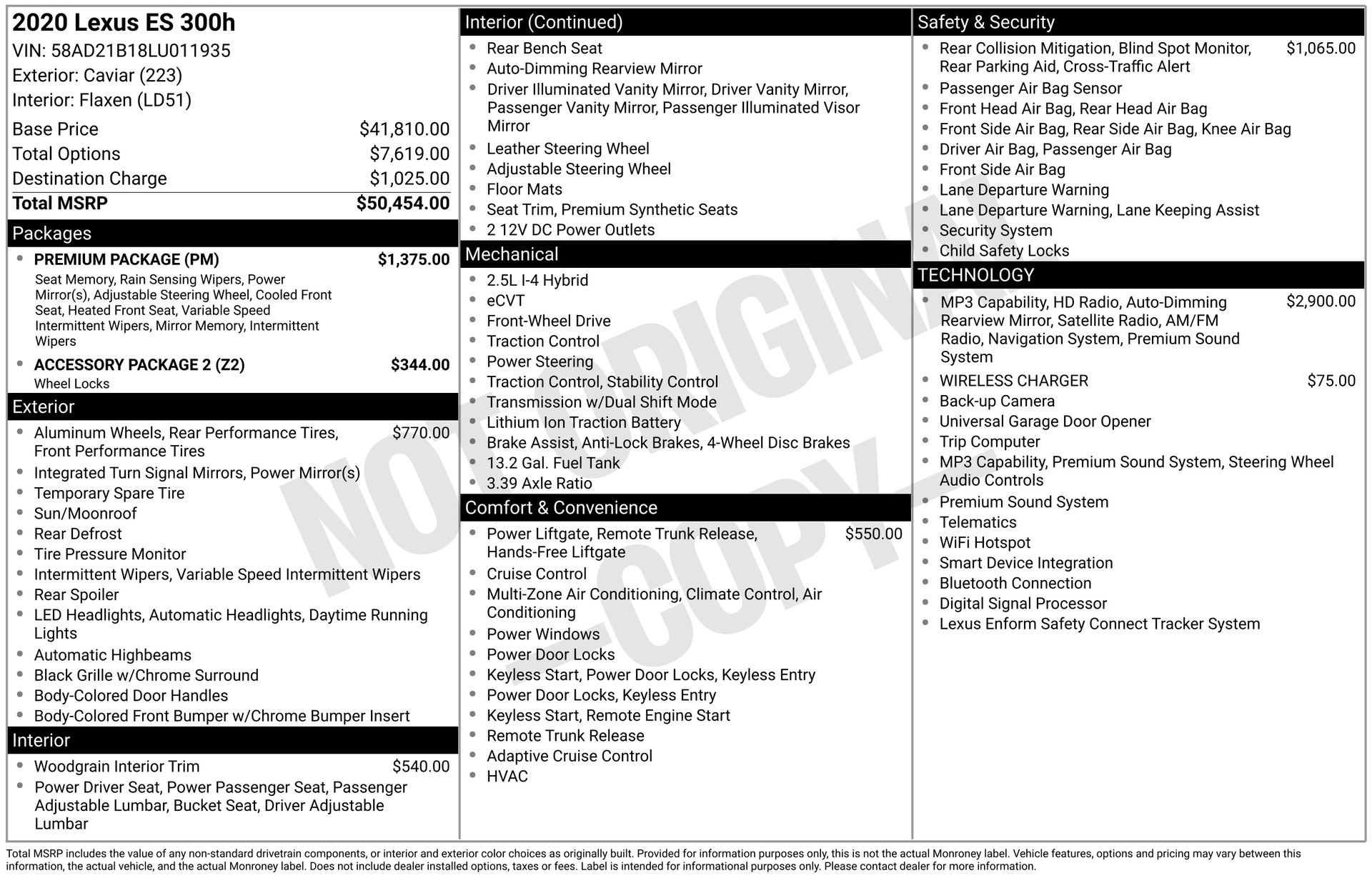 Used 2020 Lexus ES 300h w/ Premium Package FWD image 55