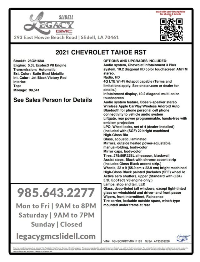 Used 2021 Chevrolet Tahoe RST RWD image 28