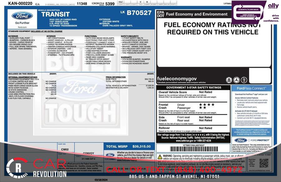 Used 2020 Ford Transit 250 Low Roof w/ Load Area Protection Package RWD image 14