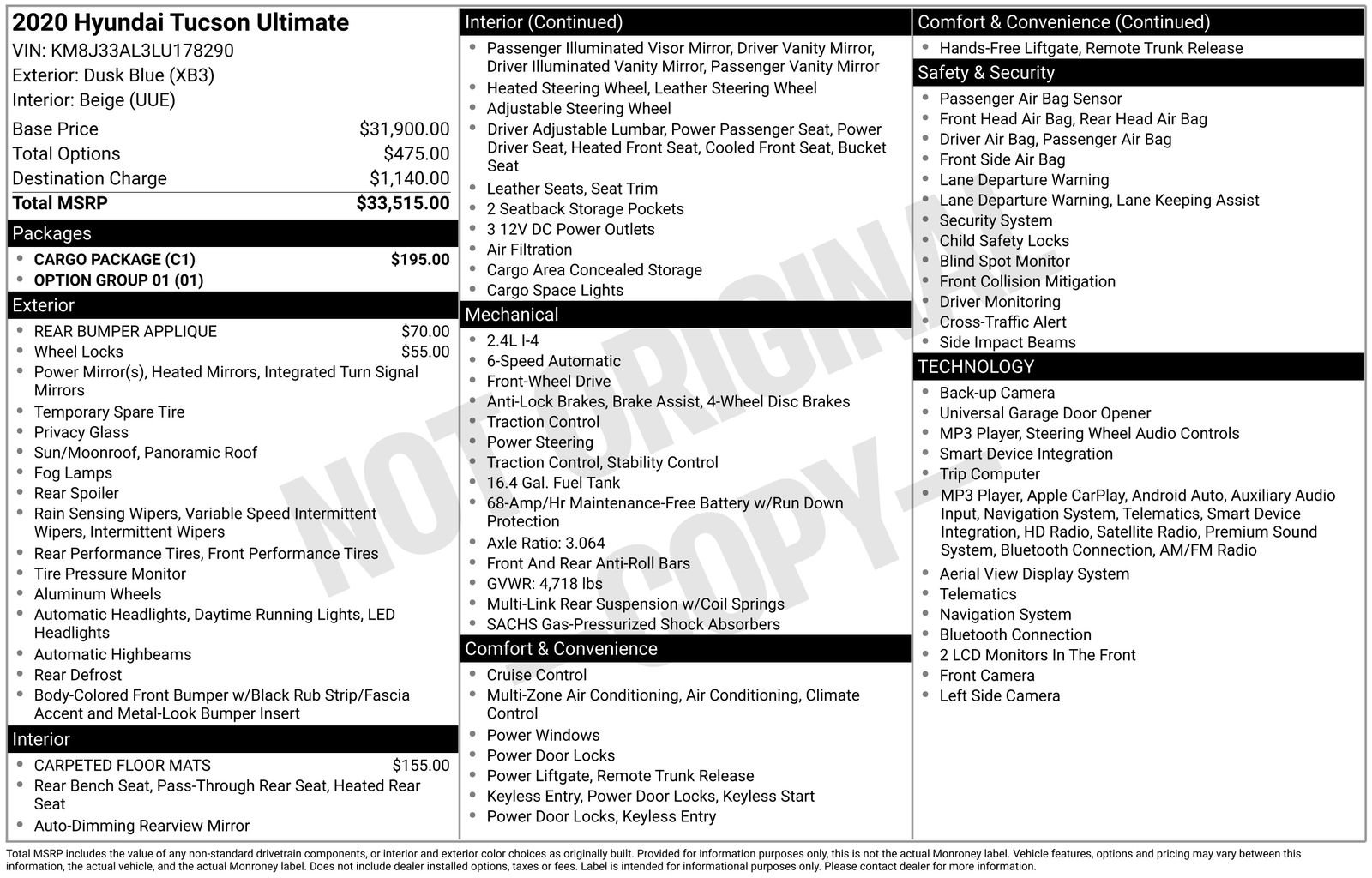 Used 2020 Hyundai Tucson Ultimate w/ Cargo Package image 6