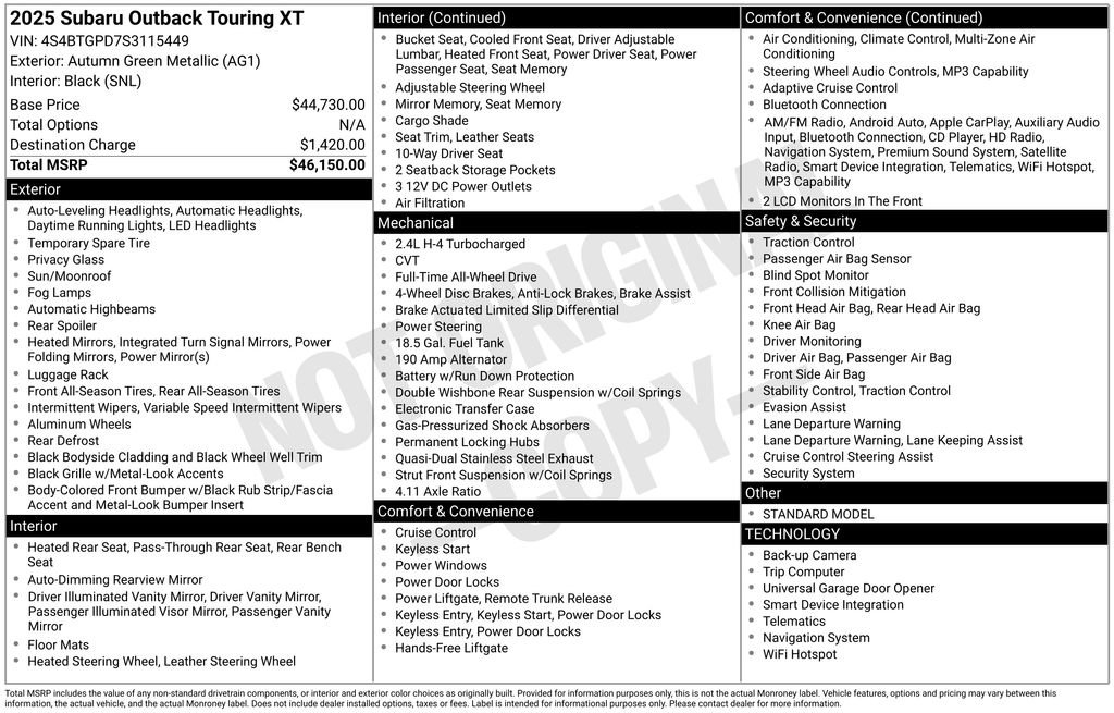 Used 2025 Subaru Outback Touring XT AWD/4WD image 7