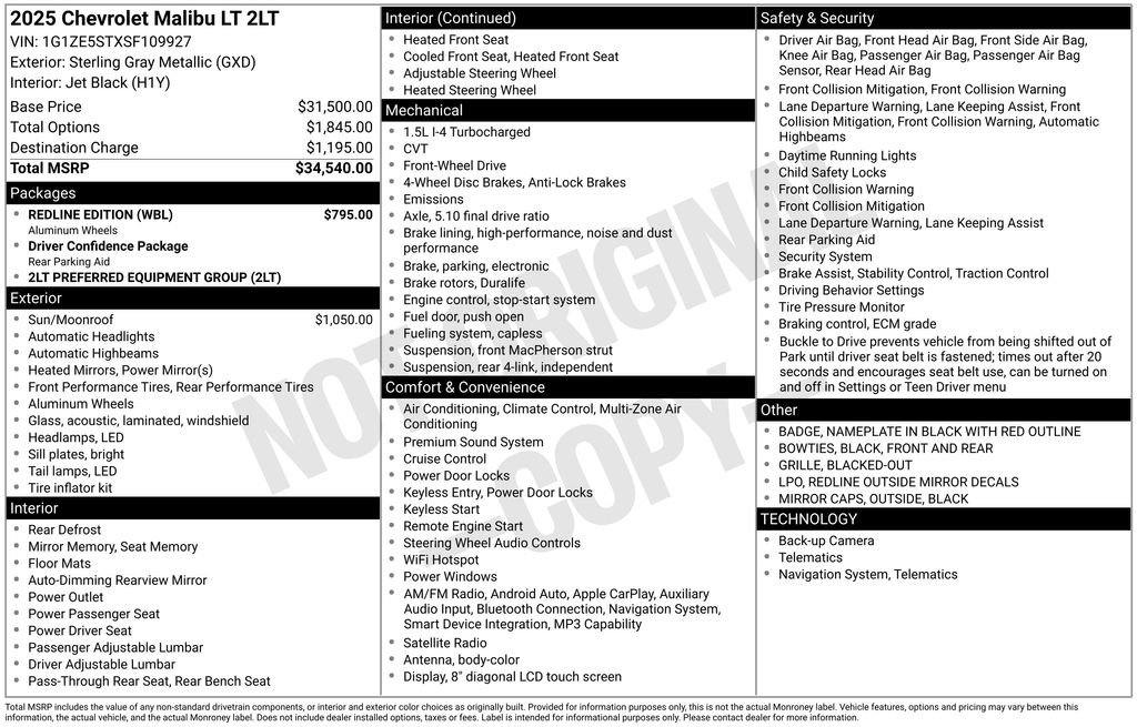 Used 2025 Chevrolet Malibu LT w/ Redline Edition FWD image 2