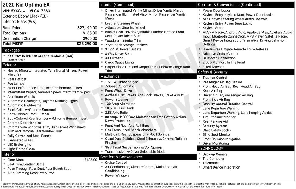 Used 2020 Kia Optima EX image 39