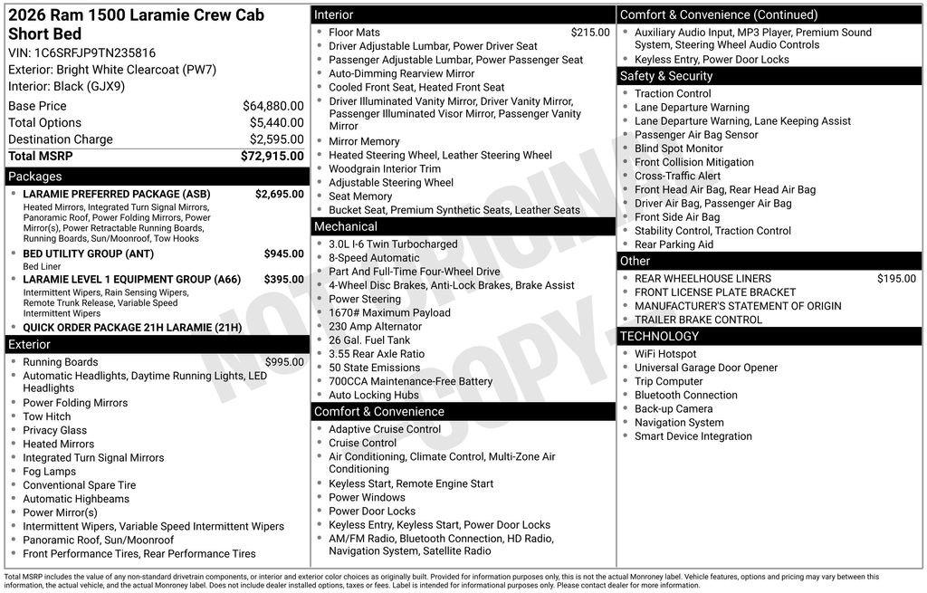 New 2026 RAM 1500 Laramie w/ Laramie Preferred Package image 3