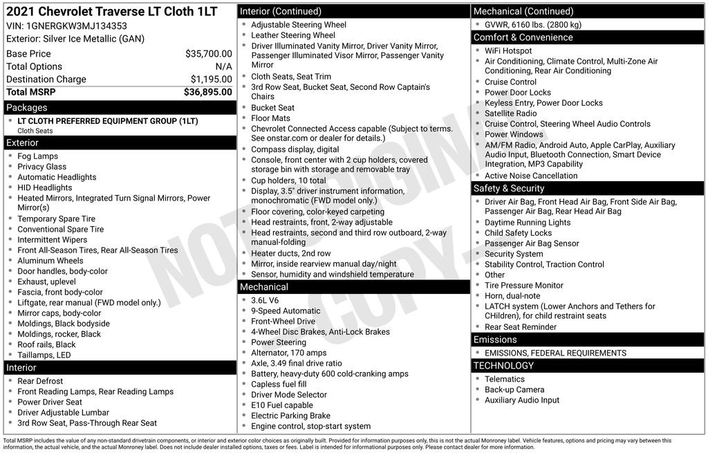 Used 2021 Chevrolet Traverse LT image 6