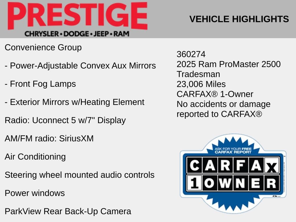 Used 2025 RAM ProMaster 2500 w/ Convenience Group FWD image 4
