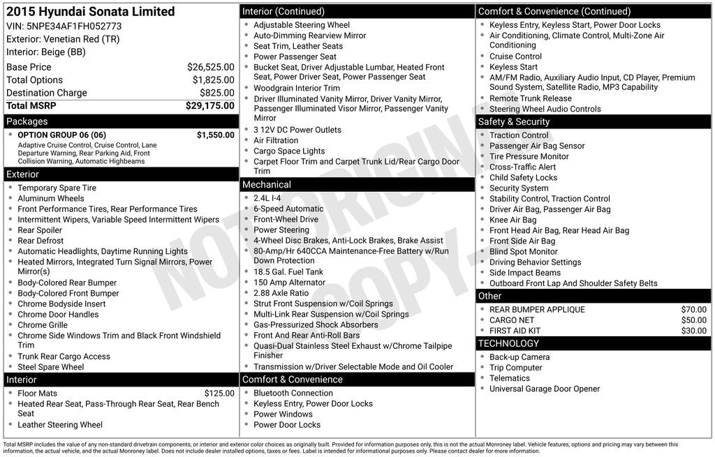 Used 2015 Hyundai Sonata Limited w/ Option Group 06 image 11