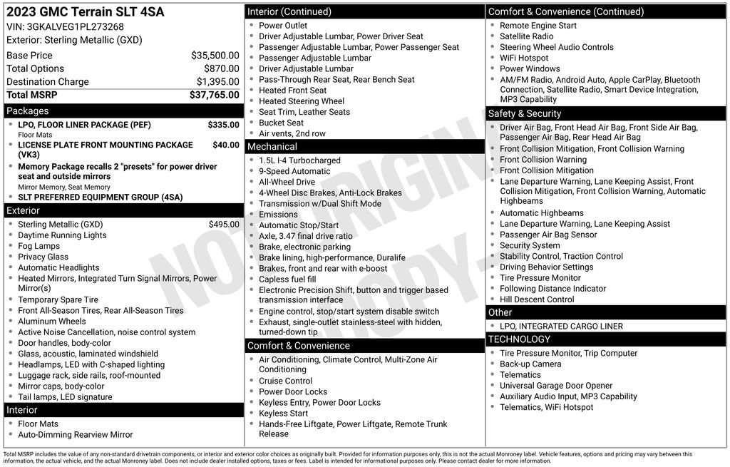 Used 2023 GMC Terrain SLT w/ LPO, Floor Liner Package AWD/4WD image 38