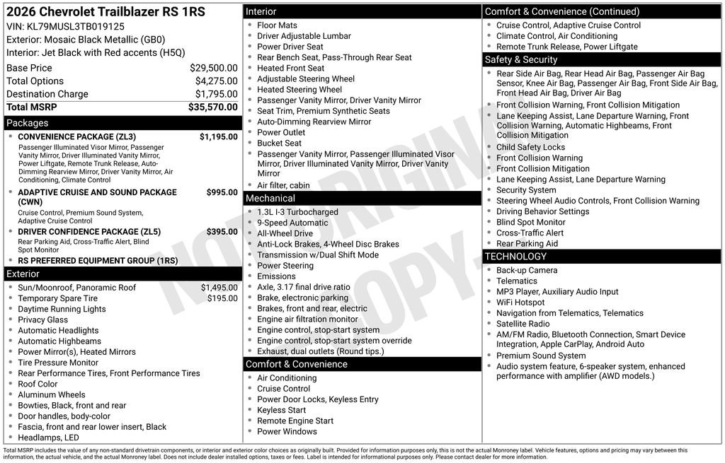 Used 2026 Chevrolet TrailBlazer RS w/ Convenience Package
