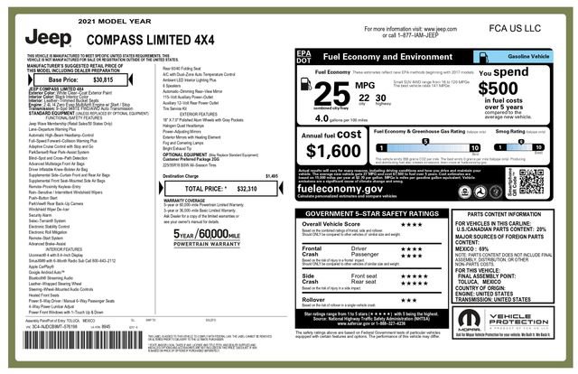 Used 2021 Jeep Compass Limited AWD/4WD image 3