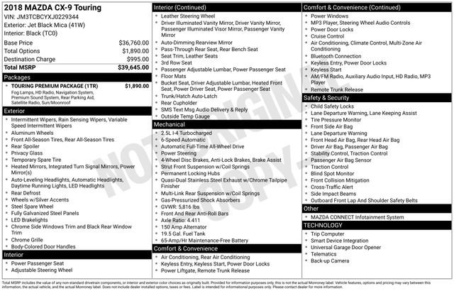 Used 2018 MAZDA CX-9 Touring w/ Touring Premium Package image 7