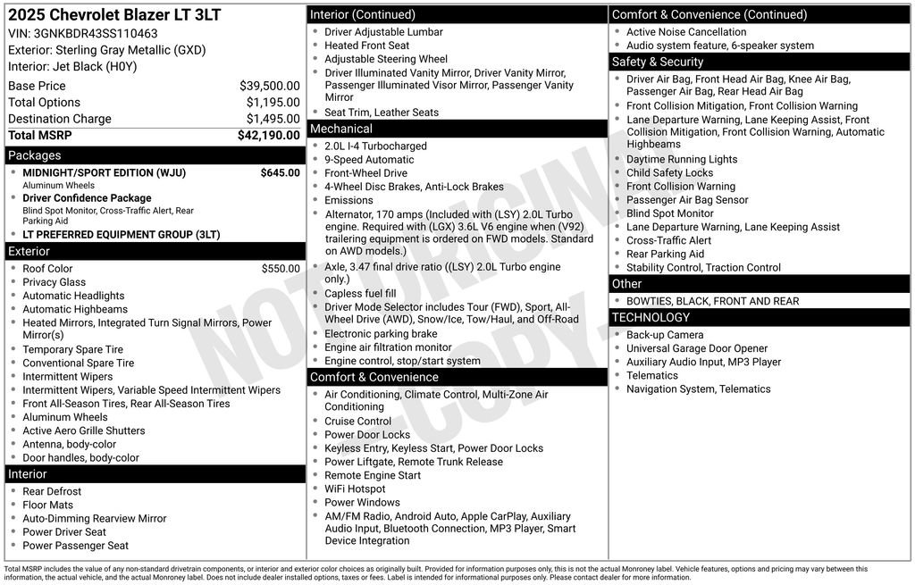 New 2025 Chevrolet Blazer LT w/ Midnight/Sport Edition image 6