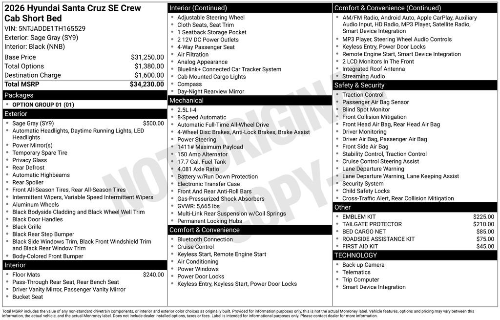 New 2026 Hyundai Santa Cruz SE AWD/4WD image 6