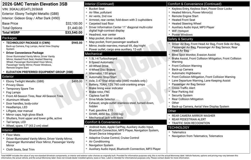 New 2026 GMC Terrain Elevation w/ Technology Package II image 44