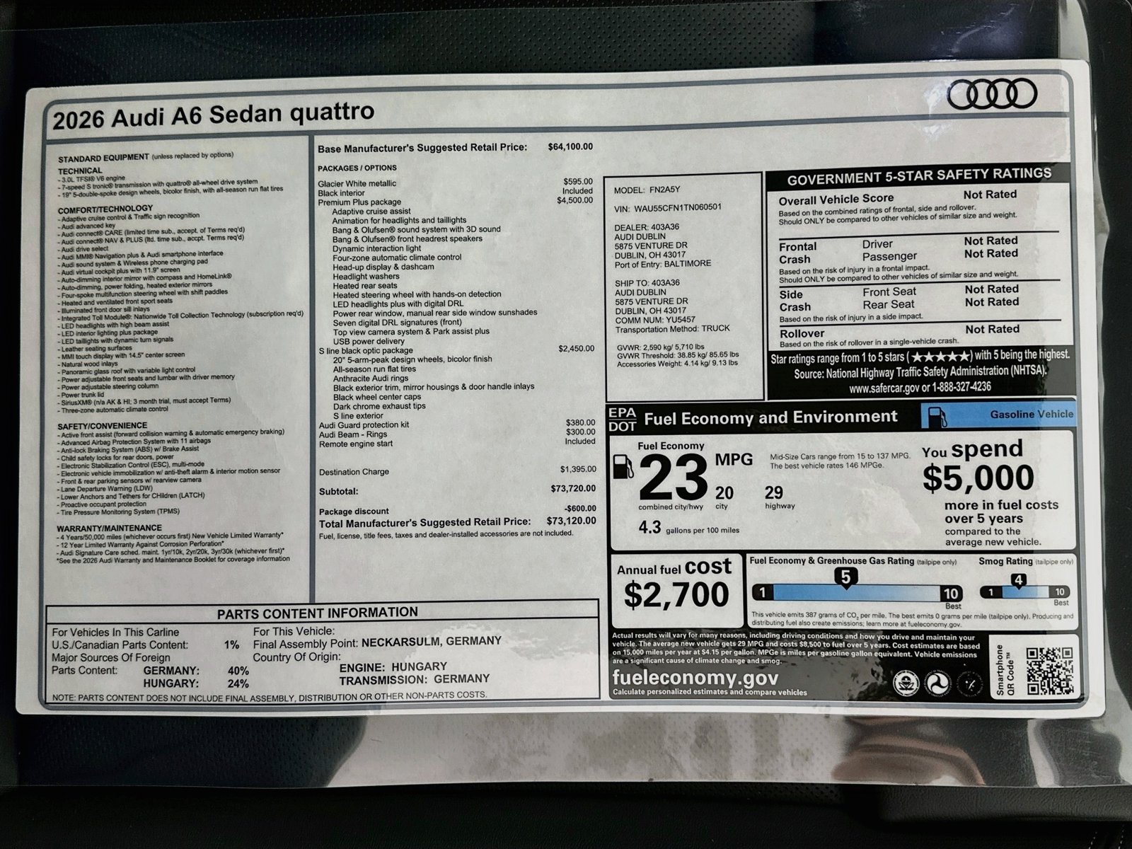 New 2026 Audi A6 Premium Plus AWD/4WD image 48