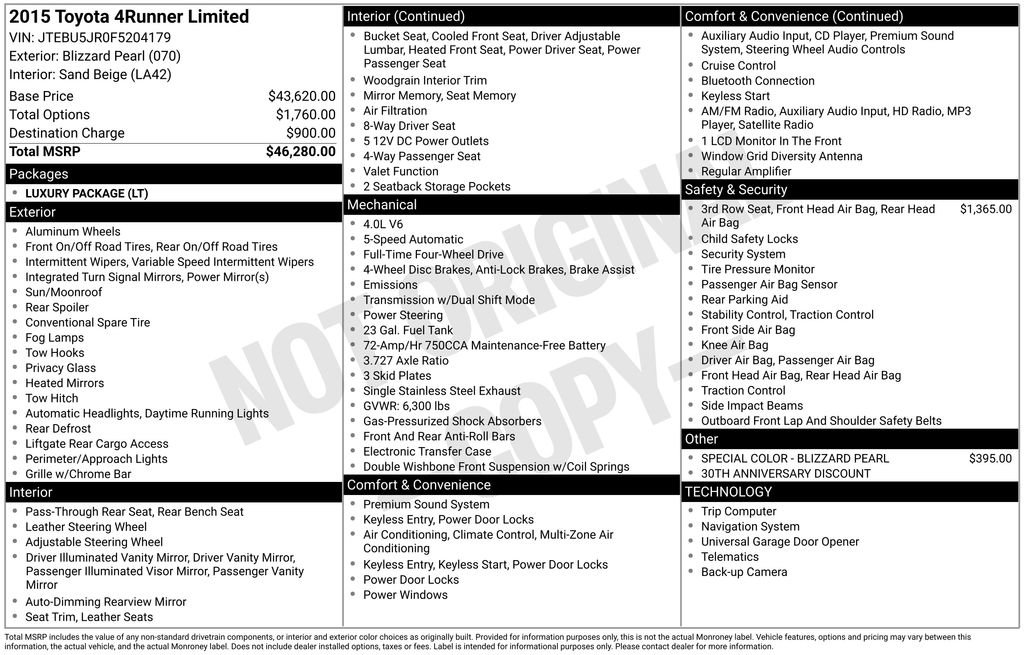 Used 2015 Toyota 4Runner Limited image 5