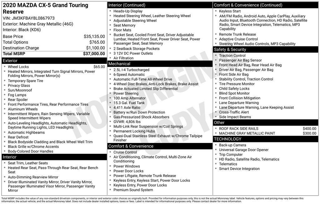 Used 2020 MAZDA CX-5 Grand Touring Reserve image 37