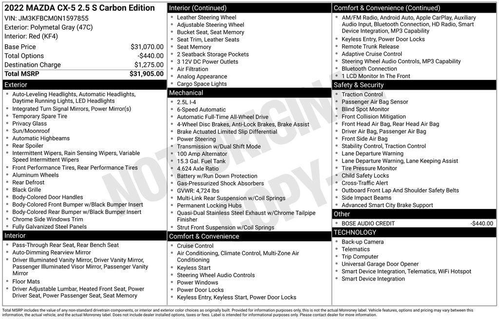 Used 2022 MAZDA CX-5 Carbon Edition AWD/4WD image 6
