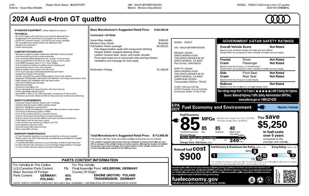 Used 2024 Audi e-tron GT Premium Plus image 2
