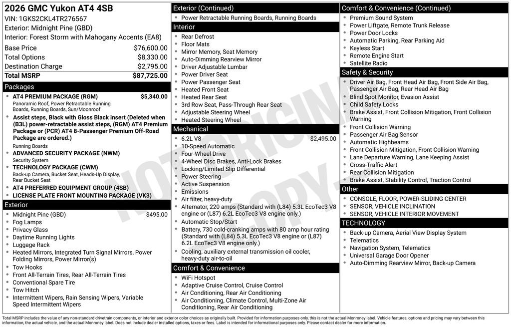 New 2026 GMC Yukon AT4 w/ AT4 Premium Package AWD/4WD image 6