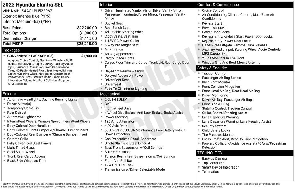 Used 2023 Hyundai Elantra SEL w/ Convenience Package FWD image 28