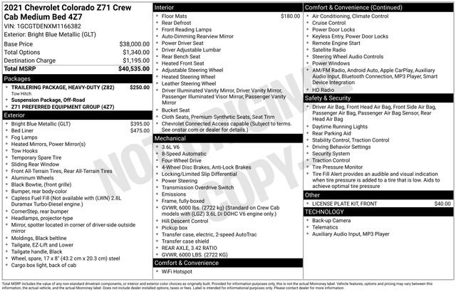 Certified 2021 Chevrolet Colorado Z71 image 33