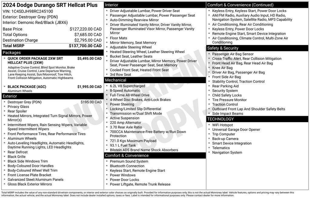 Used 2024 Dodge Durango SRT Hellcat AWD/4WD image 34