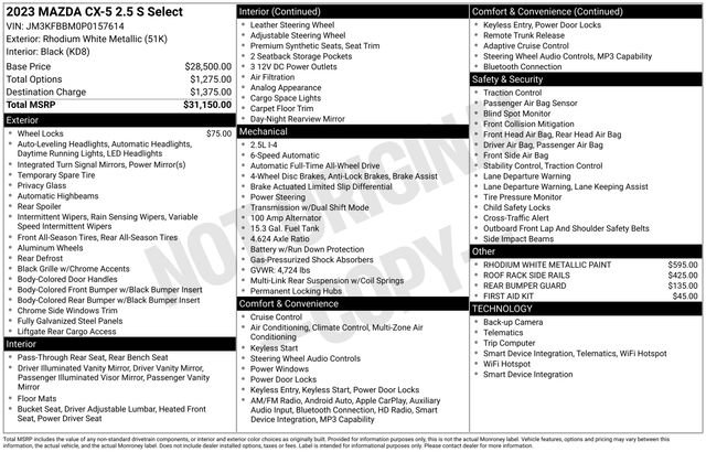 Certified 2023 MAZDA CX-5 AWD 2.5 S w/ Select Package image 34