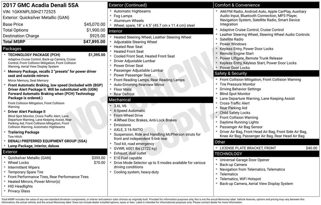 Used 2017 GMC Acadia Denali w/ Technology Package image 29