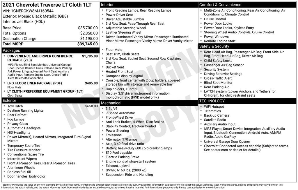 Used 2021 Chevrolet Traverse LT FWD image 11