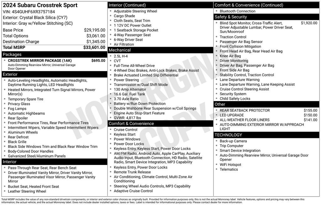 Certified 2024 Subaru Crosstrek 2.5i Sport w/ Crosstrek Mirror Package image 28