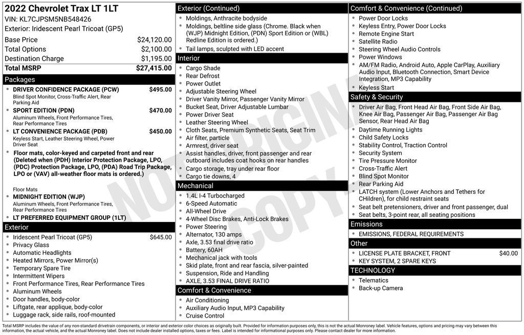 Certified 2022 Chevrolet Trax LT w/ Driver Confidence Package image 28