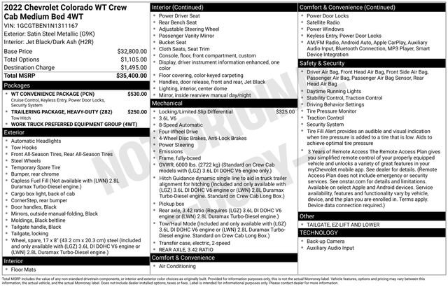 Used 2022 Chevrolet Colorado W/T w/ WT Convenience Package image 29