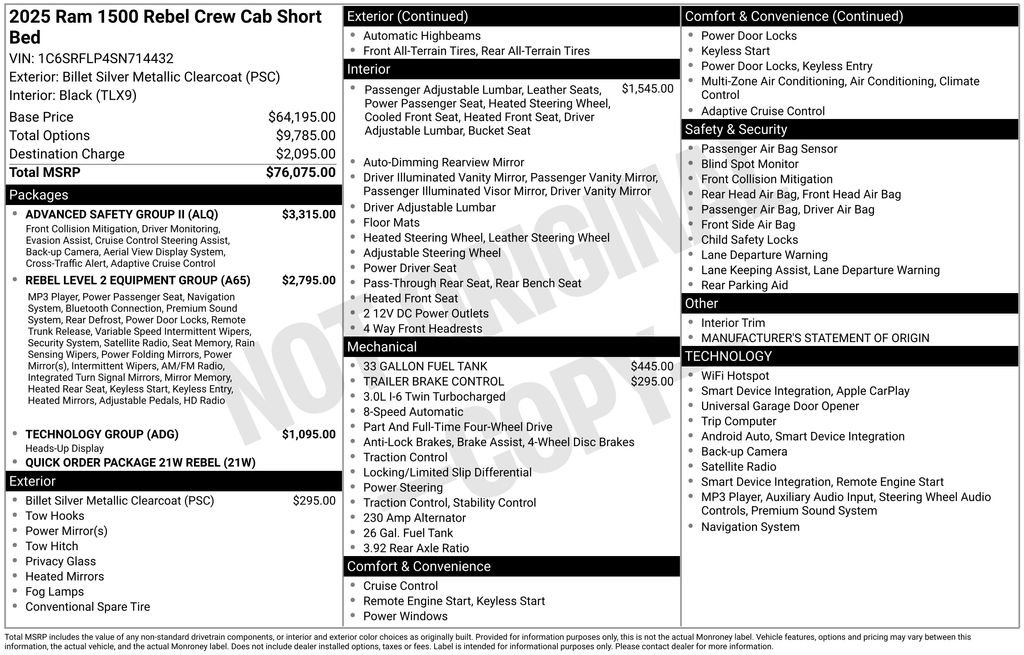 Used 2025 RAM 1500 Rebel w/ Advanced Safety Group II AWD/4WD image 33
