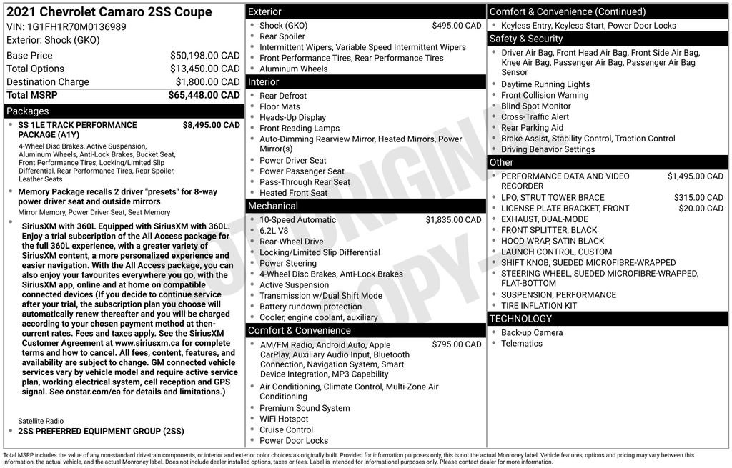 Used 2021 Chevrolet Camaro SS RWD image 63