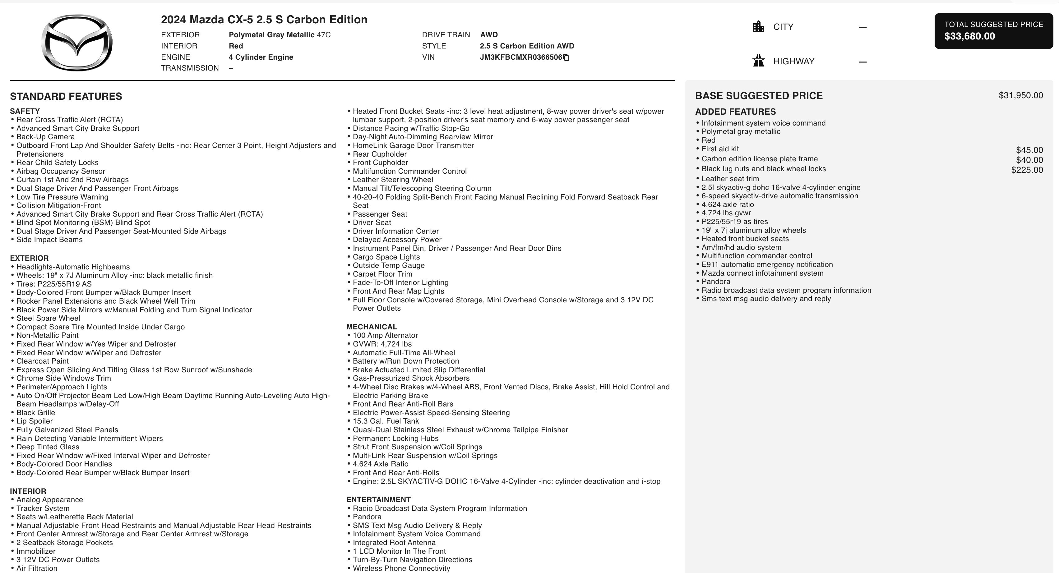 Used 2024 MAZDA CX-5 Carbon Edition image 3