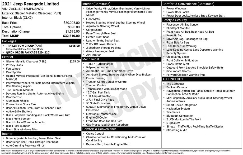 Used 2021 Jeep Renegade Limited w/ Trailer Tow Group AWD/4WD image 19