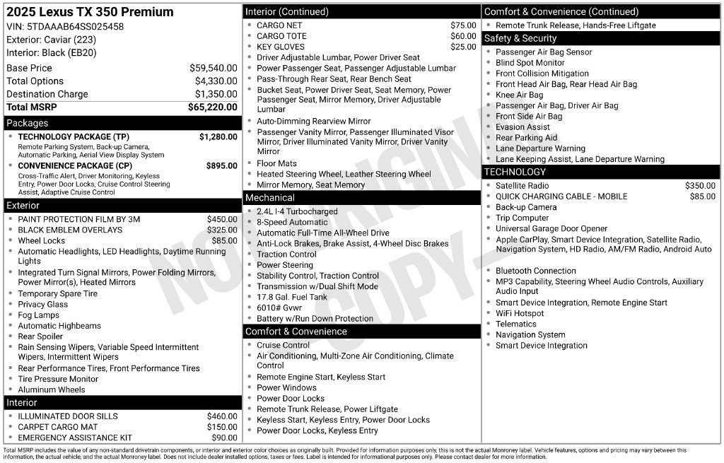 Used 2025 Lexus TX 350 AWD w/ Technology Package image 35