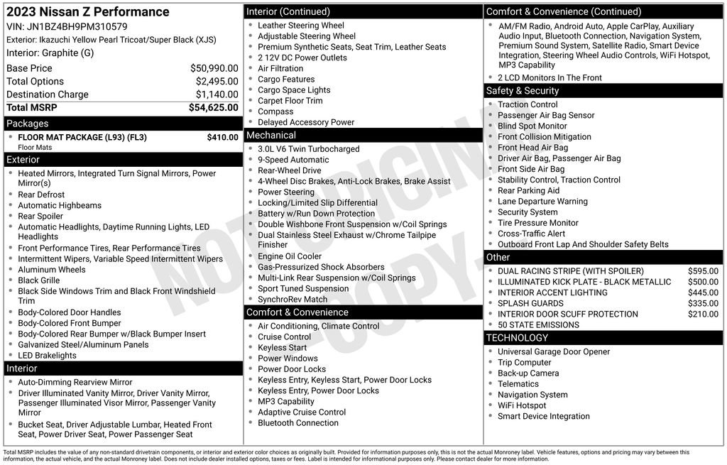 Certified 2023 Nissan Z Performance w/ Floor Mat Package (L93) image 6