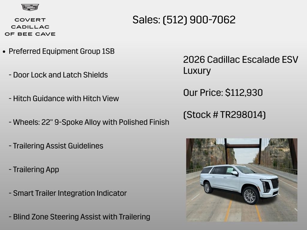 New 2026 Cadillac Escalade ESV Luxury w/ LPO, Floor Liner Package AWD/4WD image 12