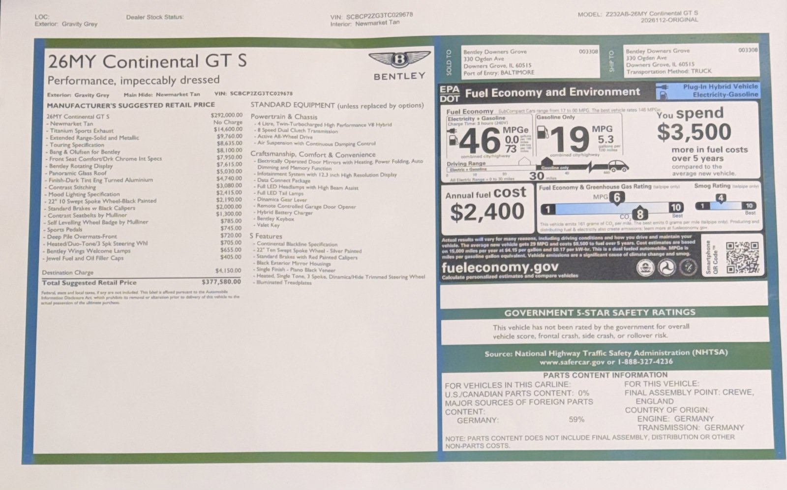 New 2026 Bentley Continental GT S AWD/4WD image 53