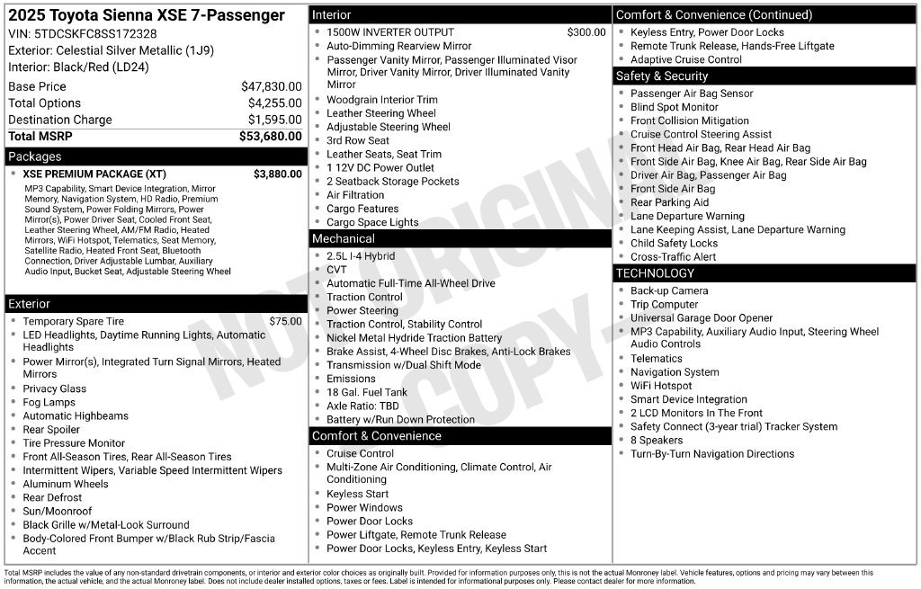 Used 2025 Toyota Sienna XSE w/ XSE Premium Package AWD/4WD image 31