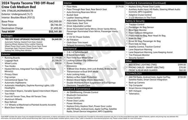 Certified 2024 Toyota Tacoma TRD Off-Road w/ TRD Off Road Upgrade Package AWD/4WD image 37