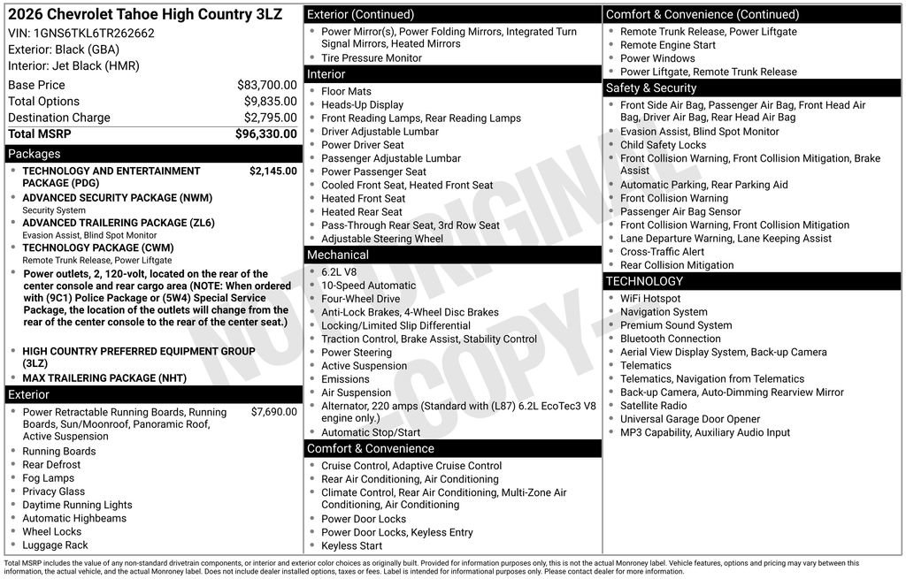 Certified 2026 Chevrolet Tahoe High Country AWD/4WD image 64