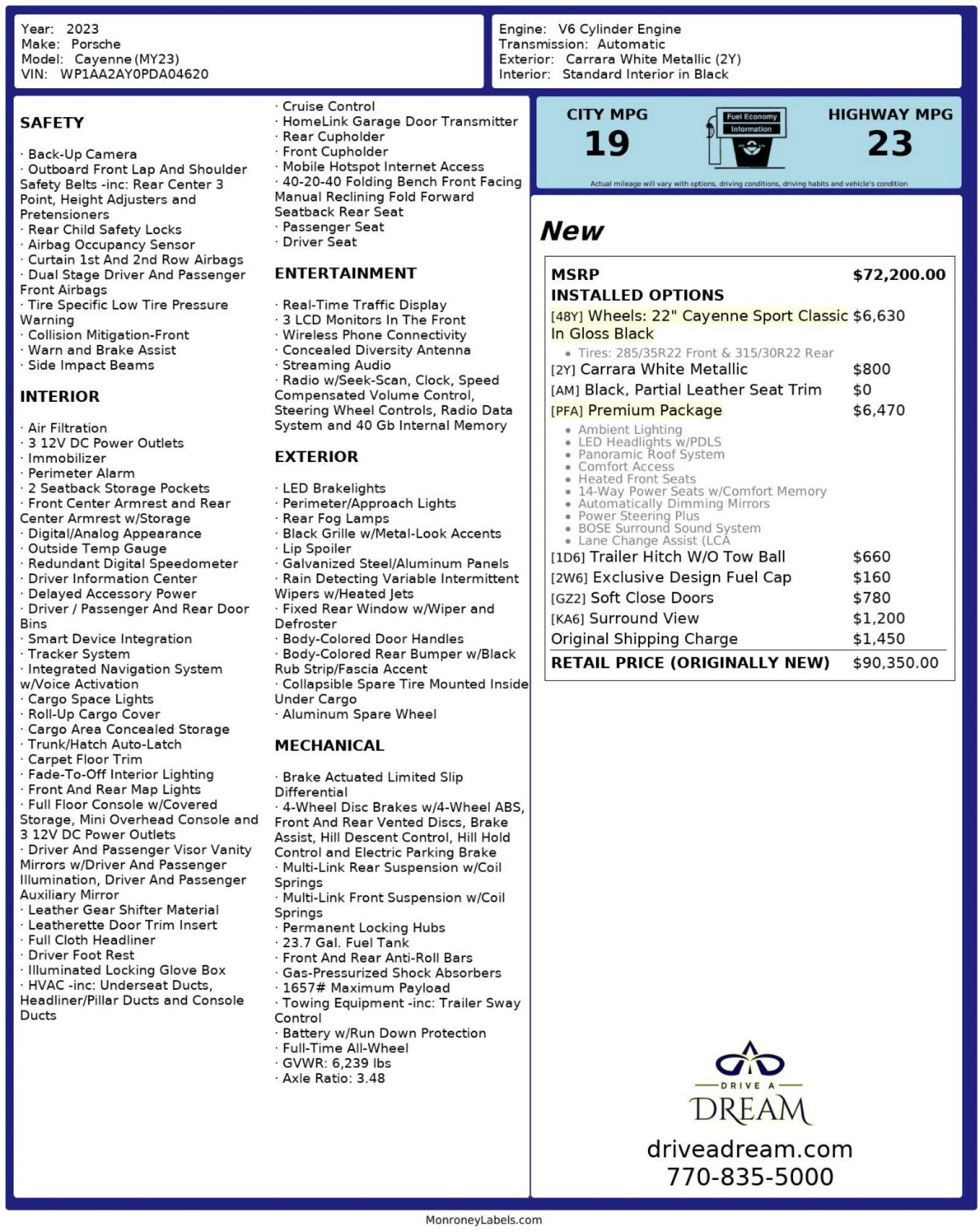 Used 2023 Porsche Cayenne Platinum Edition w/ Premium Package image 55