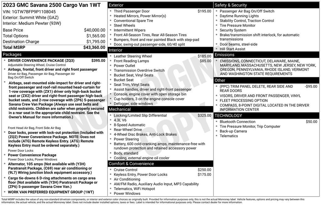 Used 2023 GMC Savana 2500 Extended w/ Driver Convenience Package image 20